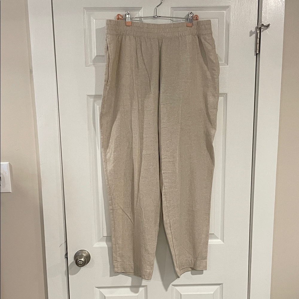 Old Navy Women's Linen High-Rise Straight Leg Pants - Tan